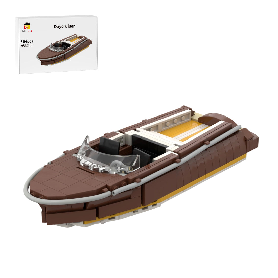 MOC-254507 Vintage Daycruiser Speedboat Klemmbausteine