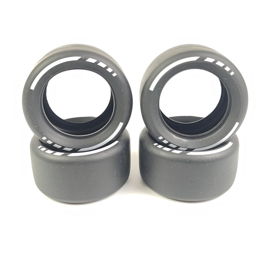 Bedruckter Slick - Reifen im Rennsport, bestehend aus 4 Slick - Reifen und 4 galvanisierten Felgen (4410+15038) - LesDiy -
