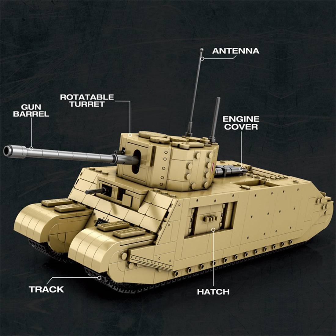 Britischer Militärpanzer im Maßstab 1/30 Klemmbausteine - LesDiyAAA