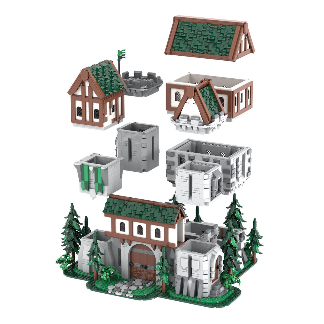 MOC-241818 Green Dragon Knights' Castle Klemmbausteine
