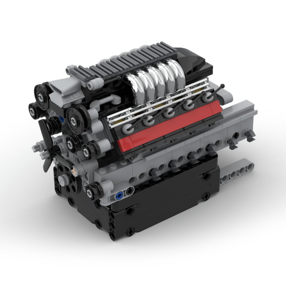 Luftgekühlter V10 - Motor mit Getriebe Klemmbausteine - LesDiy - Klemmbausteine