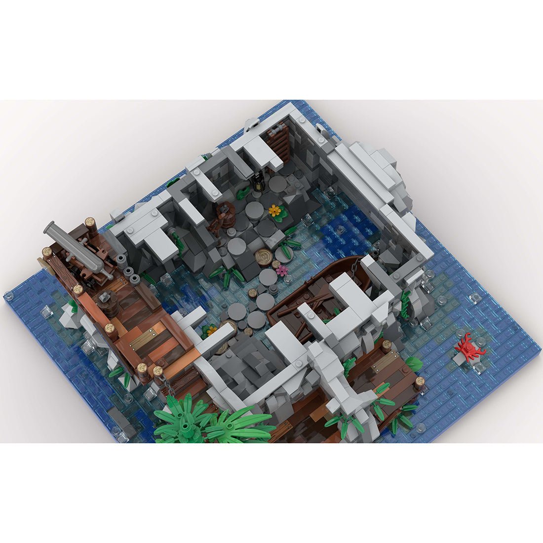 MOC - 105796 Piratenschädelinsel mit Rotbarts Haus Klemmbausteine - LesDiy - Klemmbausteine