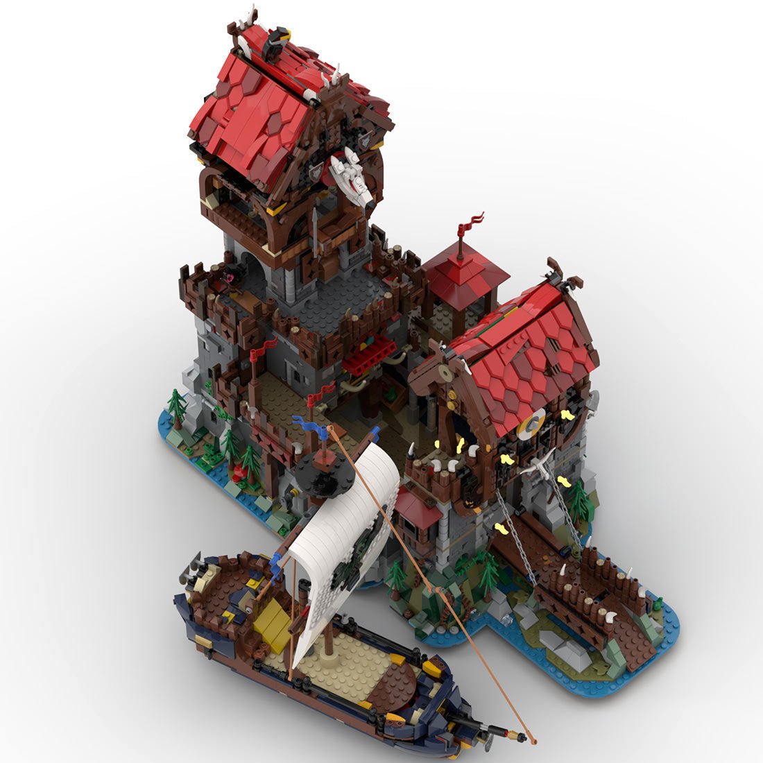 MOC - 136695 Wolfpack Tower & Medieval Ship Klemmbausteine - LesDiy - Klemmbausteine