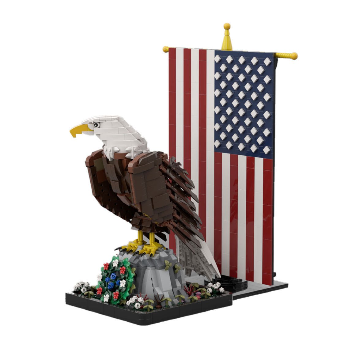 MOC - 161001+MOC - 161100 American Bald Eagle with Flag Klemmbausteine - LesDiy - Klemmbausteine