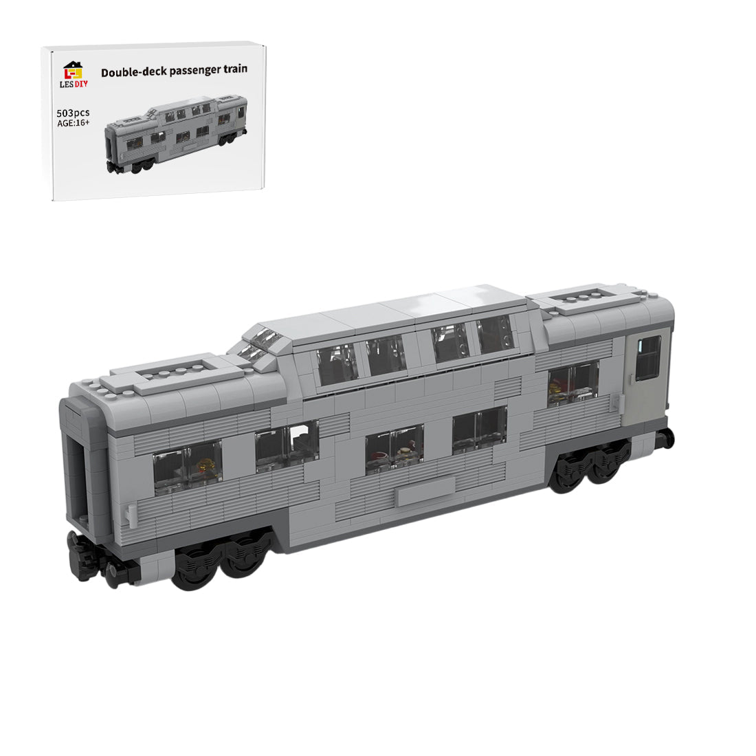 MOC-212051 Santa fe double decker canopy passanger train car Klemmbausteine-LesDiy-Klemmbausteine