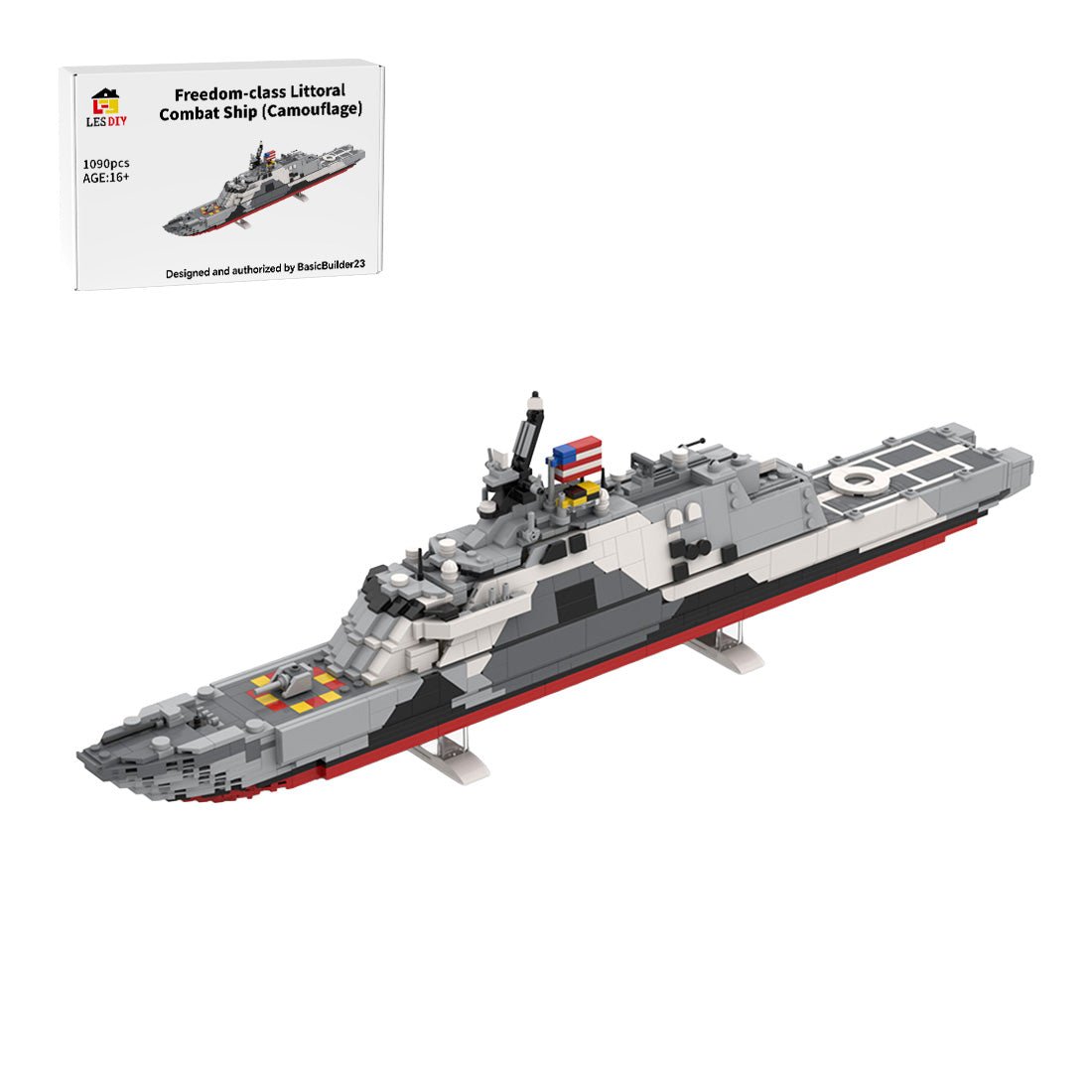 MOC-229007 USS Freedom (LCS-1) Tarnanstrich Klemmbausteine-LesDiy-Klemmbausteine