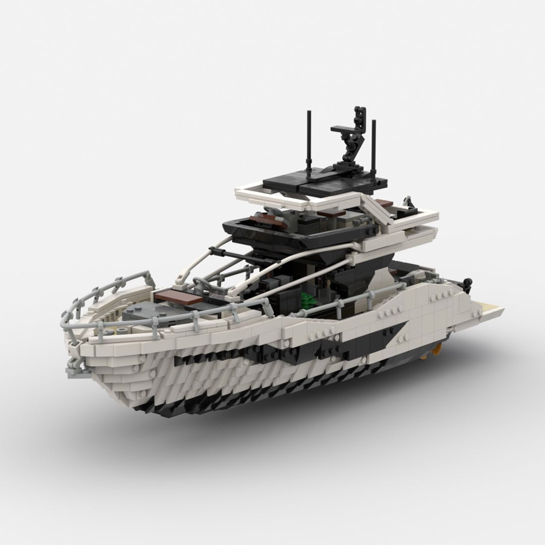 MOC-256391 Luxury Flybridge Yacht Klemmbausteine-LesDiy-Klemmbausteine