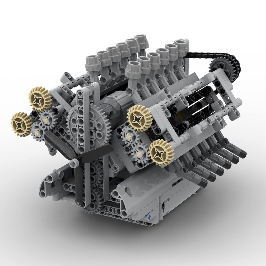 MOC - 40128 V12 - Motor mit Getriebe Klemmbausteine - LesDiy - Klemmbausteine