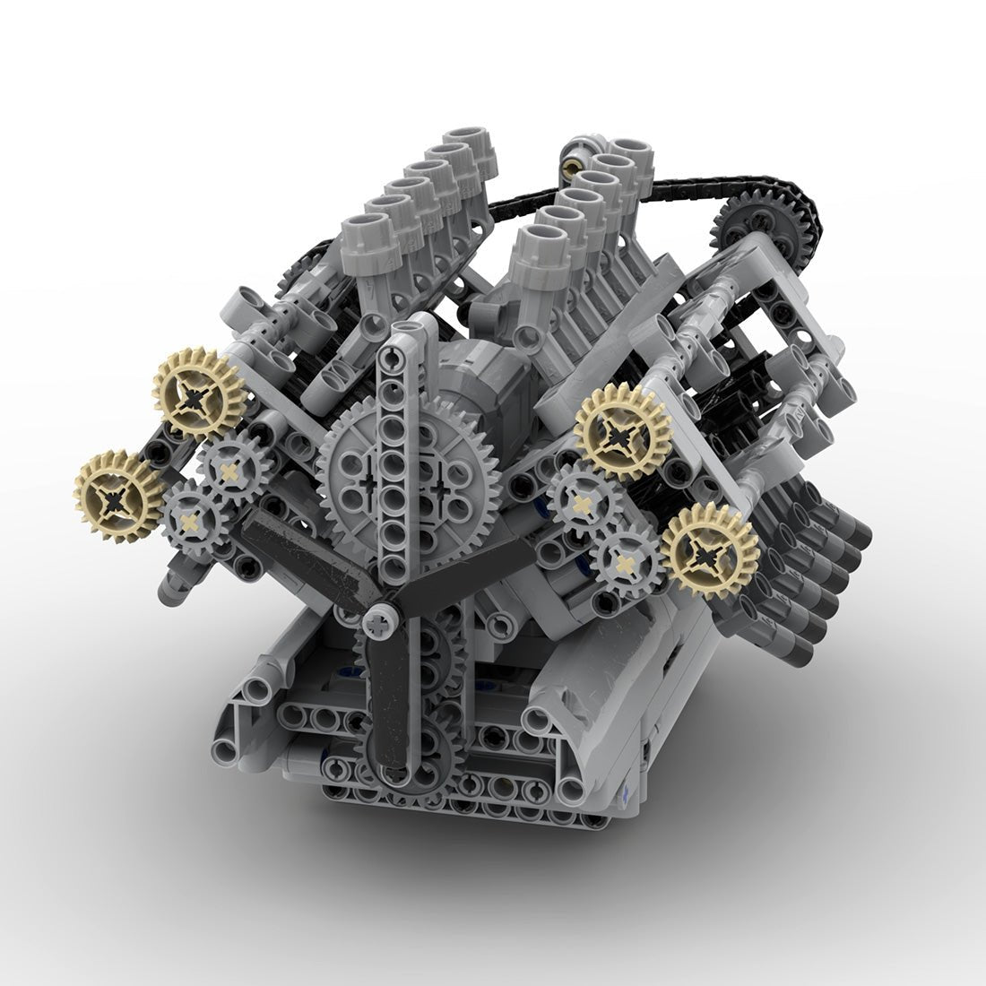 MOC - 40128 V12 - Motor mit Getriebe Klemmbausteine - LesDiy - Klemmbausteine