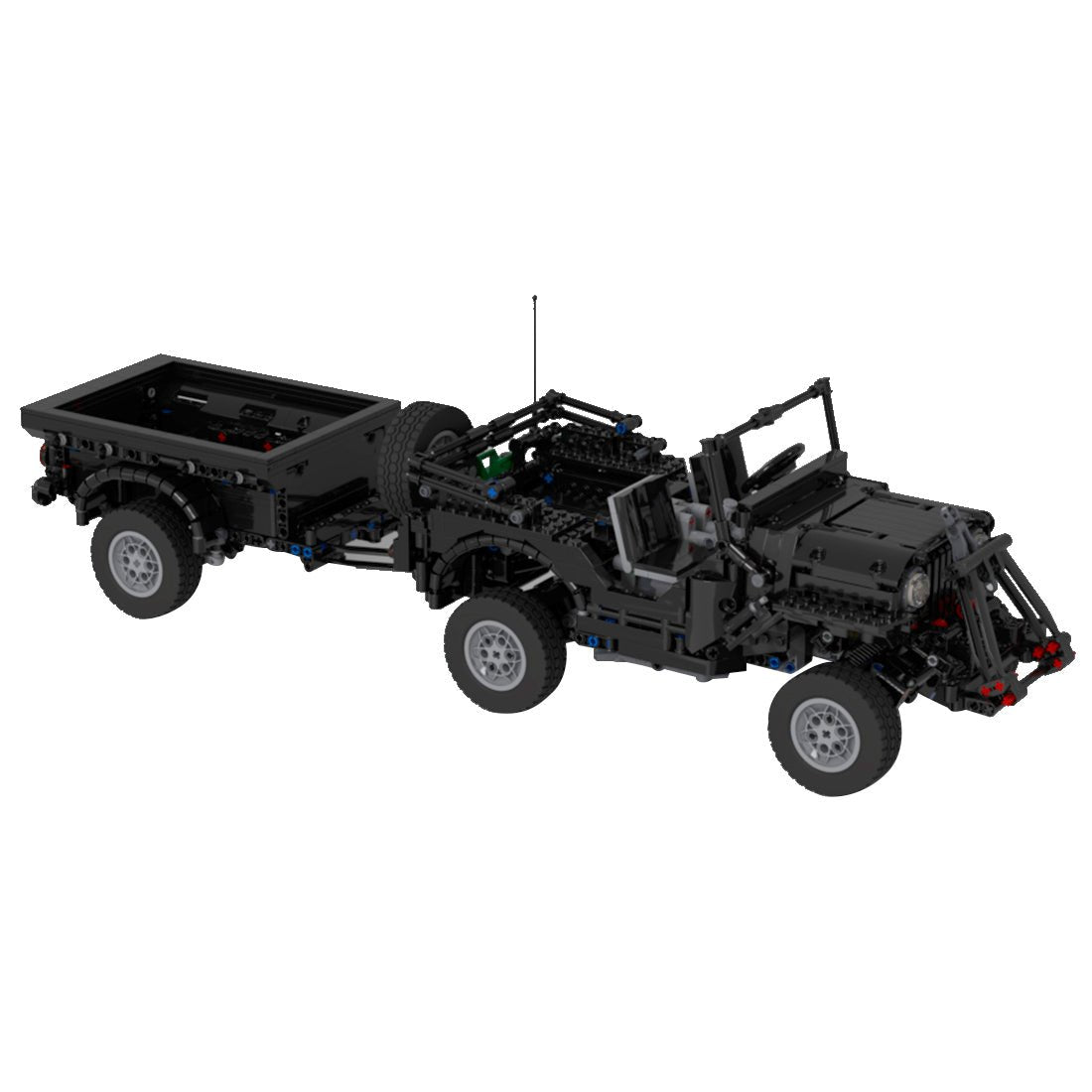 MOC - 44695 Militär - Geländewagen - Anhängermodell Militärversion - LesDiy - Klemmbausteine