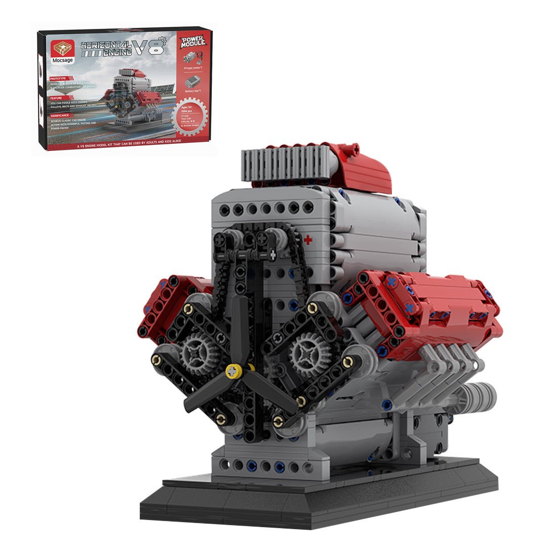 Mocsage MOC - 171732 Crossplane V8 Engine with Supercharger & removable Cover Klemmbausteine - LesDiy - Klemmbausteine