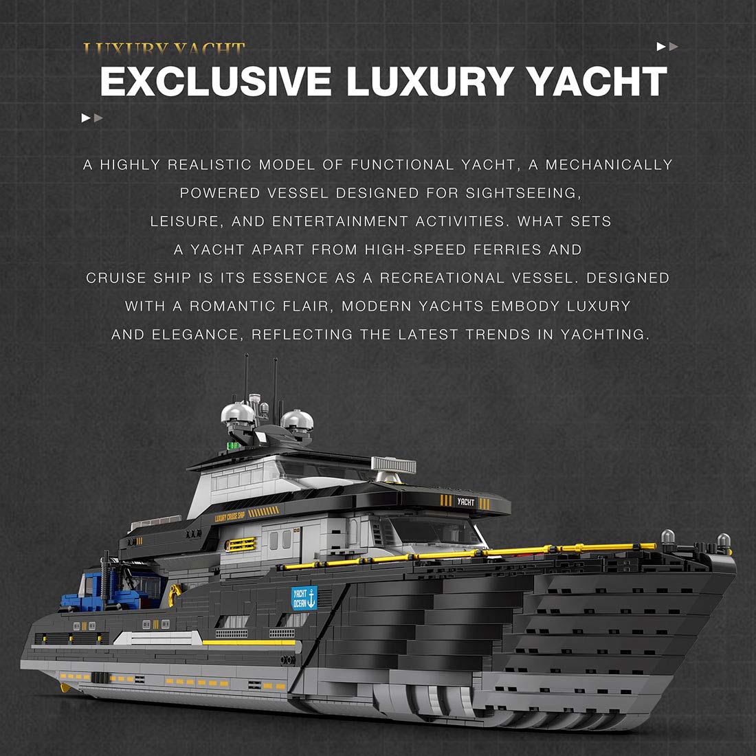 Mocsage MOC - 185307 1/30 Scale Luxury Super - yacht Klemmbausteine - LesDiy - Klemmbausteine