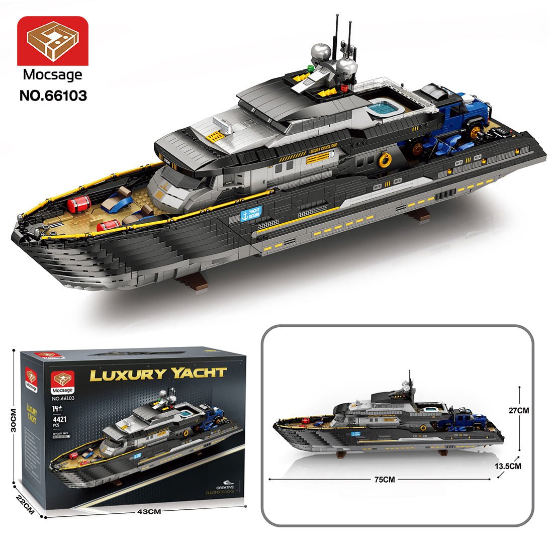 Mocsage MOC - 185307 1/30 Scale Luxury Super - yacht Klemmbausteine - LesDiy - Klemmbausteine