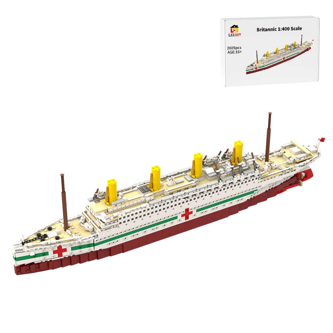 Modernes medizinisches Schiff der HMHS Britannic im Maßstab 1 - 400 Klemmbausteine - LesDiy - Klemmbausteine