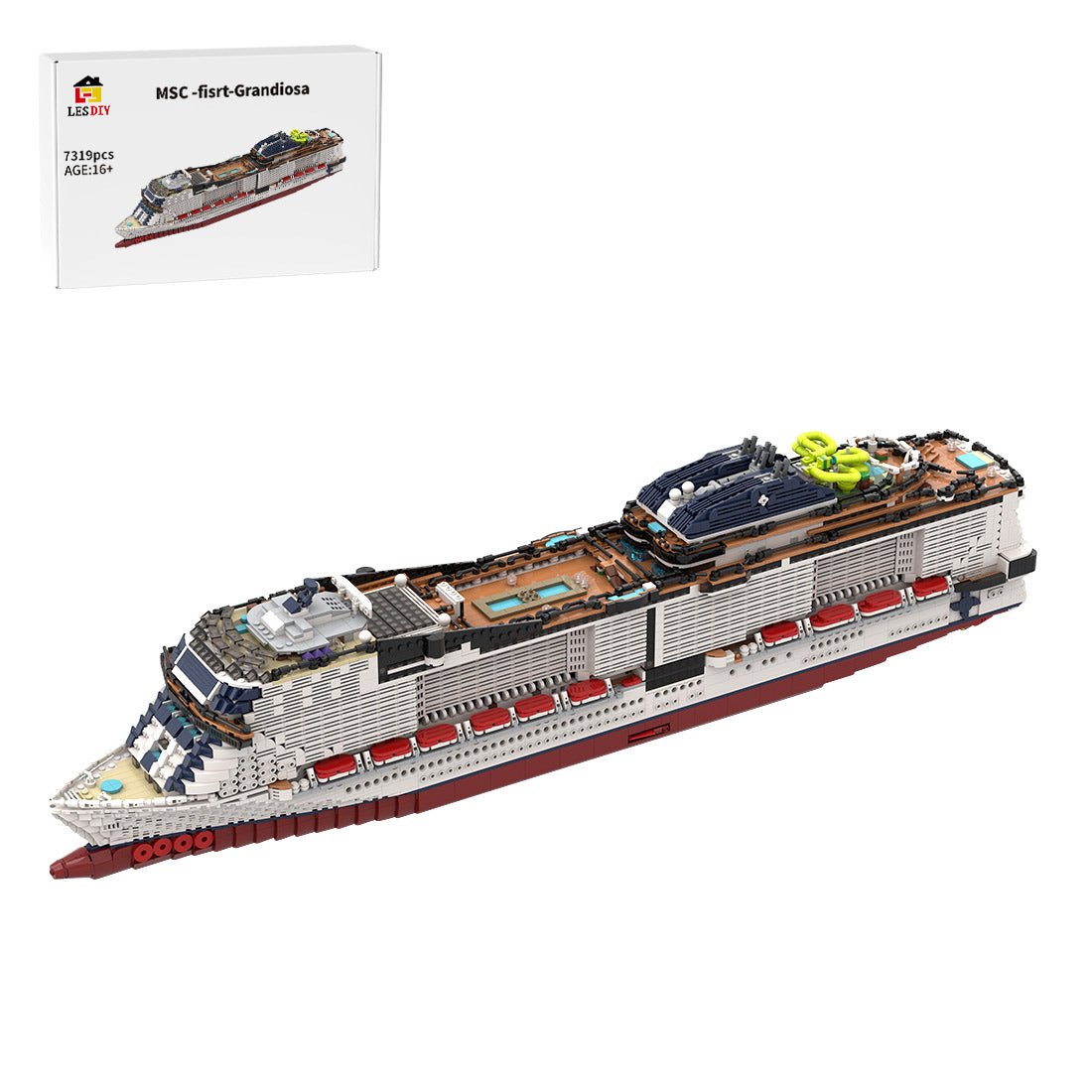 MSC – erstes italienisches Kreuzfahrtschiff „Grandiosa Active“ Klemmbausteine - LesDiy - Klemmbausteine