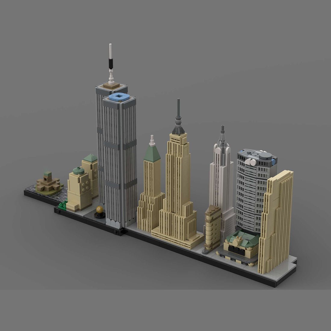Skyline von New York Manhattan im Maßstab 1/2000 Klemmbausteine - LesDiy - Klemmbausteine
