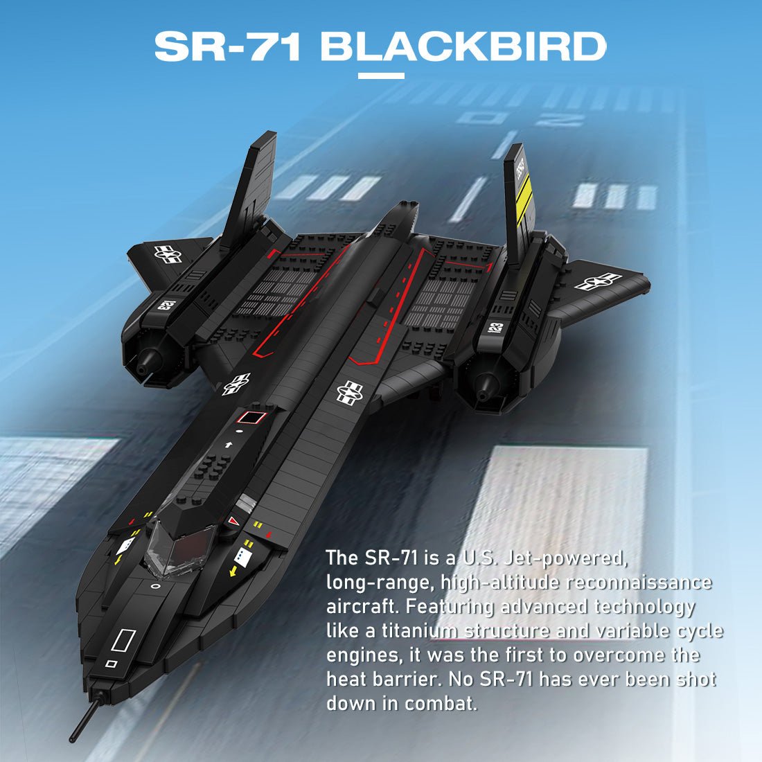 Taktisches Flugzeug Mocsage SR71 Blackbird Klemmbausteine - LesDiy - Klemmbausteine