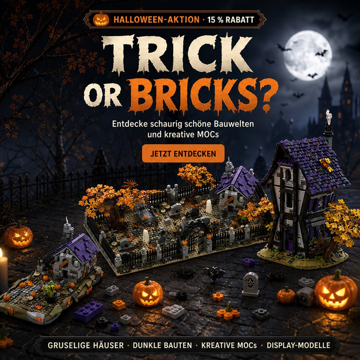Trick or Bricks? Halloween bei LesDiy 2026 – 15 % Rabatt auf beliebte MOC Klemmbausteine - LesDiy