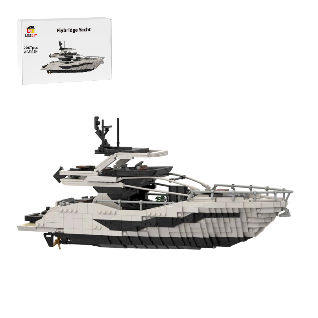 MOC-256391 Luxury Flybridge Yacht Klemmbausteine