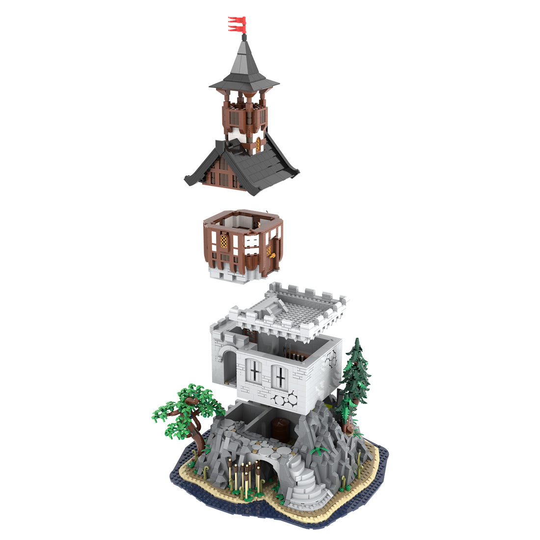 MOC-227229 Medieval Rock Tower Klemmbausteine