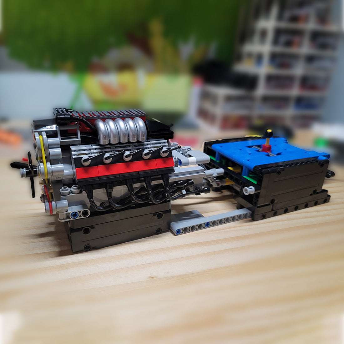 Luftgekühlter V10 - Motor mit Getriebe Klemmbausteine - LesDiy - Klemmbausteine