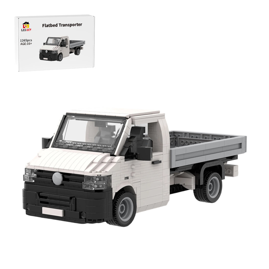 MOC-158193 VW T5 Transporter Flatbed Klemmbausteine-LesDiy-Klemmbausteine