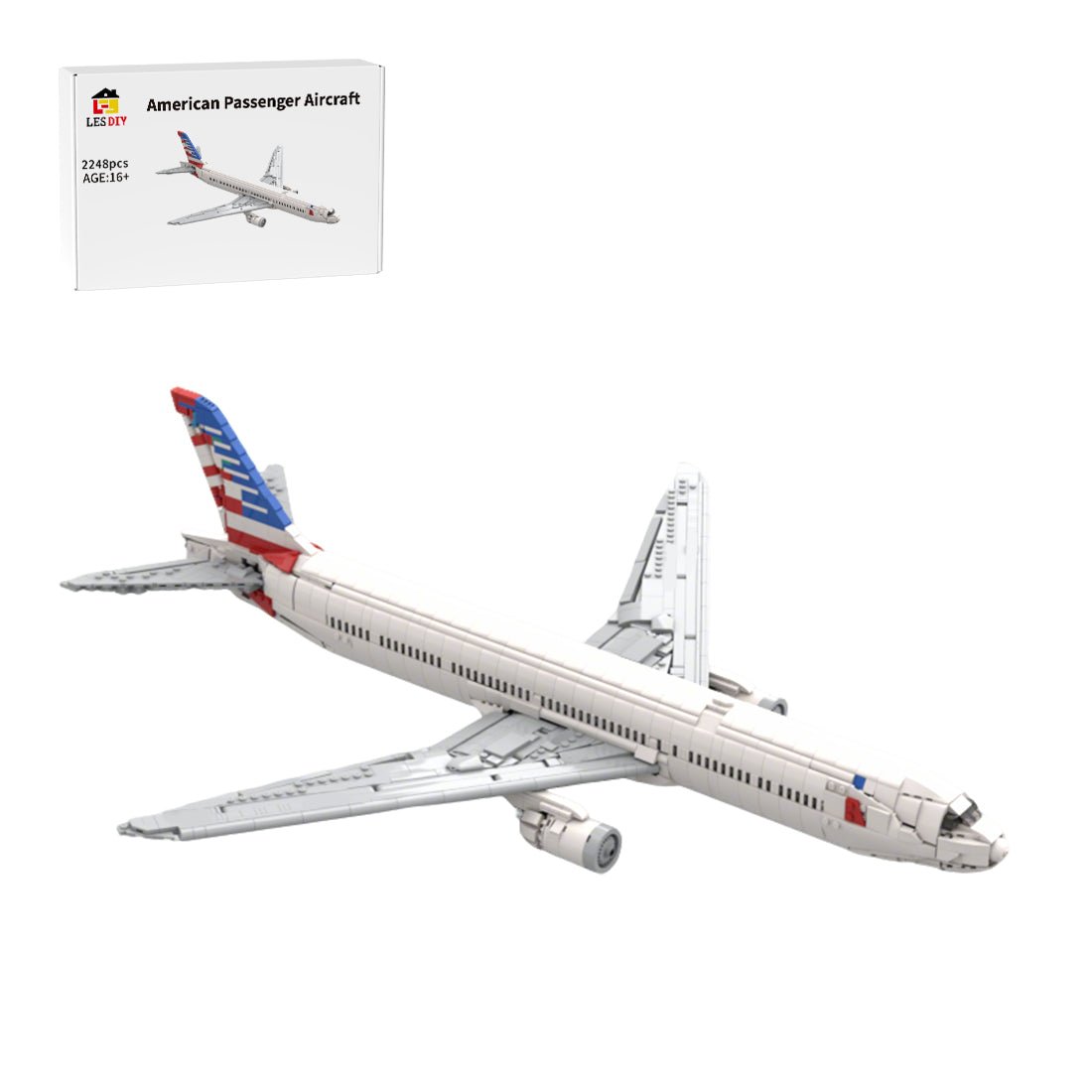 MOC - 222551 American Airlines 777 - 300ER Klemmbausteine - LesDiy - Klemmbausteine