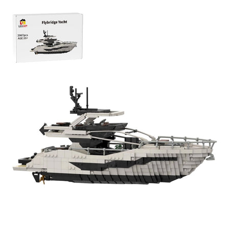 MOC-256391 Luxury Flybridge Yacht Klemmbausteine-LesDiy-Klemmbausteine