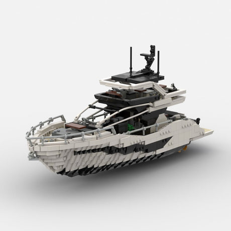 MOC-256391 Luxury Flybridge Yacht Klemmbausteine-LesDiy-Klemmbausteine