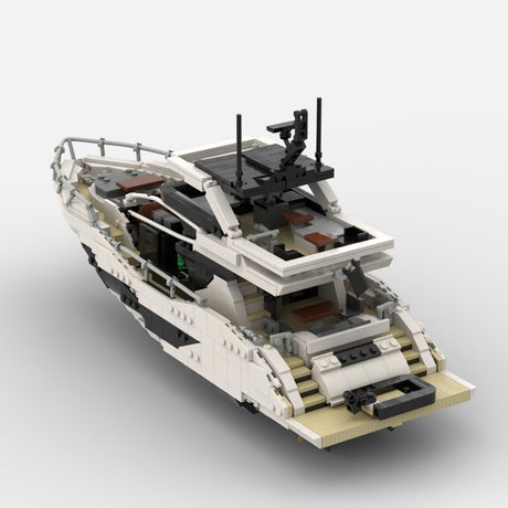 MOC-256391 Luxury Flybridge Yacht Klemmbausteine-LesDiy-Klemmbausteine