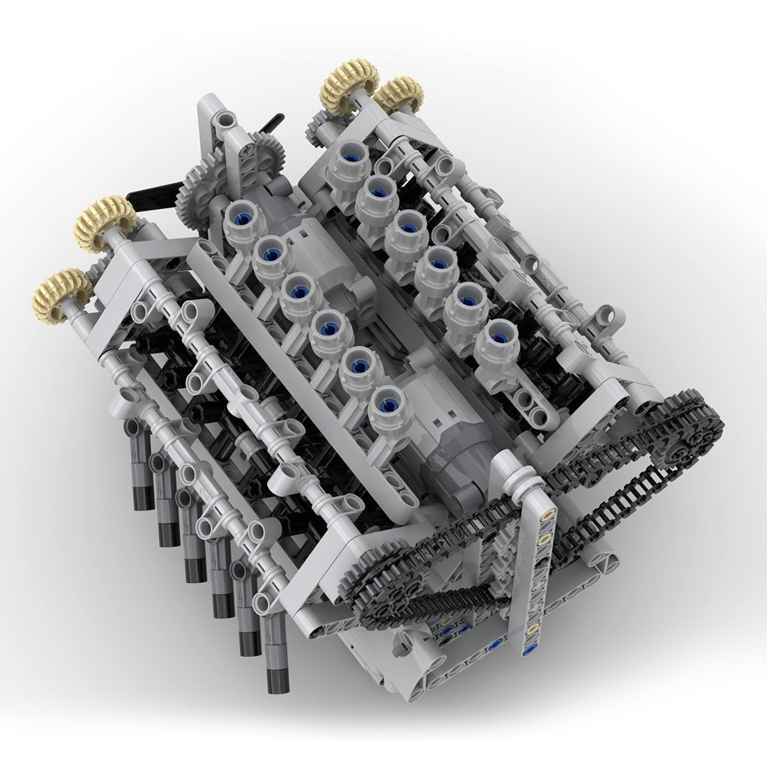 MOC - 40128 V12 - Motor mit Getriebe Klemmbausteine - LesDiy - Klemmbausteine
