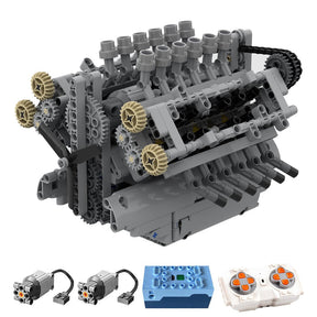 MOC - 40128 V12 - Motor mit Getriebe Klemmbausteine - LesDiy - Klemmbausteine