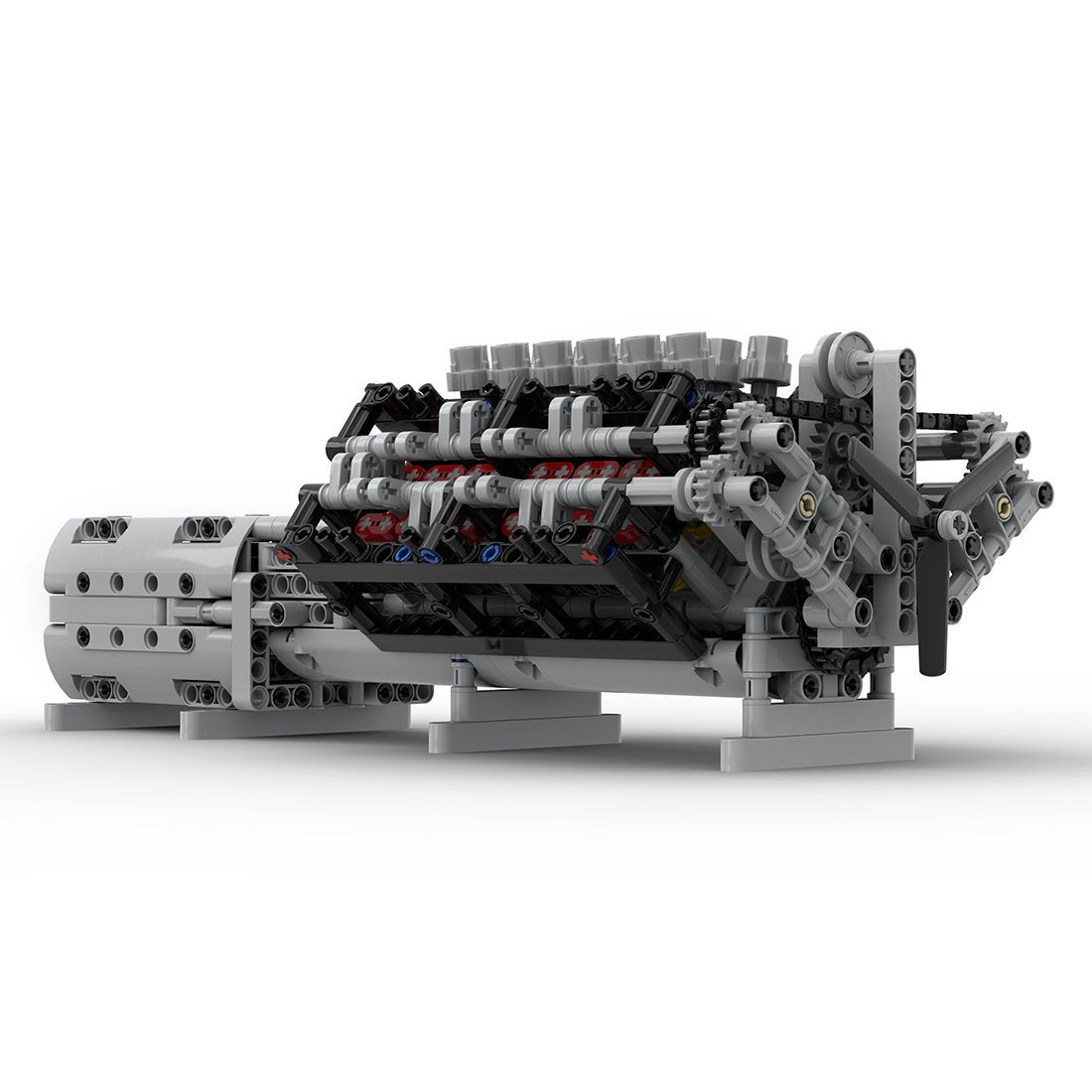 MOC - 43833 V12 - Motor mit Getriebe Mk2 Klemmbausteine - LesDiy - Klemmbausteine
