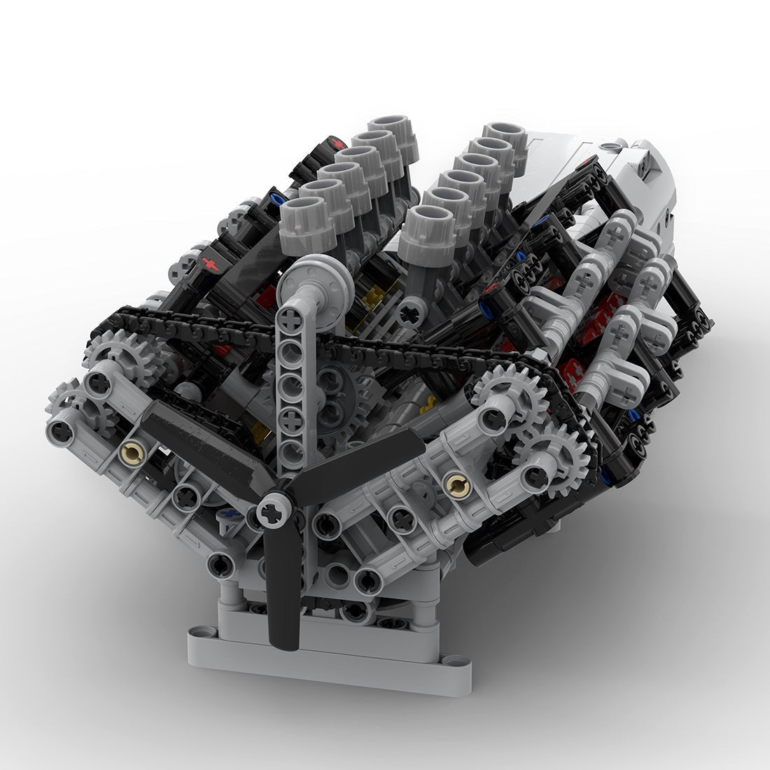 MOC - 43833 V12 - Motor mit Getriebe Mk2 Klemmbausteine - LesDiy - Klemmbausteine