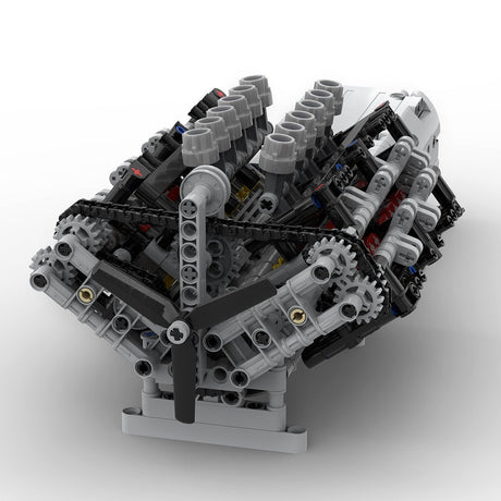 MOC - 43833 V12 - Motor mit Getriebe Mk2 Klemmbausteine - LesDiy - Klemmbausteine