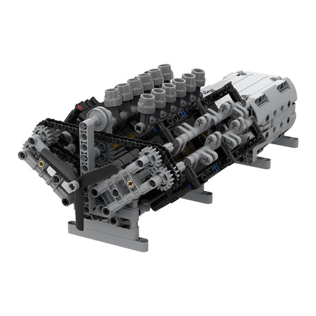 MOC - 43833 V12 - Motor mit Getriebe Mk2 Klemmbausteine - LesDiy - Klemmbausteine