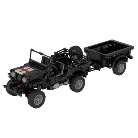 MOC - 44696 Militärischer Geländewagen Anhänger Modell Medizinische Version - LesDiy - Klemmbausteine