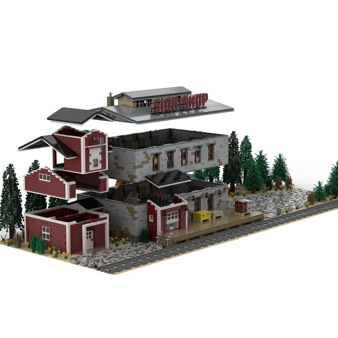 MOC - 88547 1/40 Schild Shop Train Scene Klemmbausteine - LesDiy - Klemmbausteine