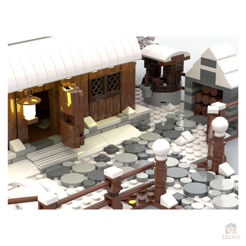 MOC Bergwald Winter Holzhaus mit Kamin - LesDiy - Klemmbausteine