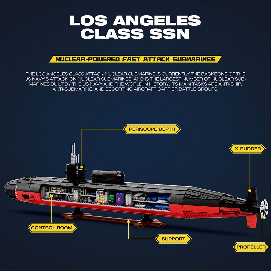 Mocsage 1/125 UCC Militärisches Atom - U - Boot der Los Angeles - Klasse Klemmbausteine - LesDiy - Klemmbausteine