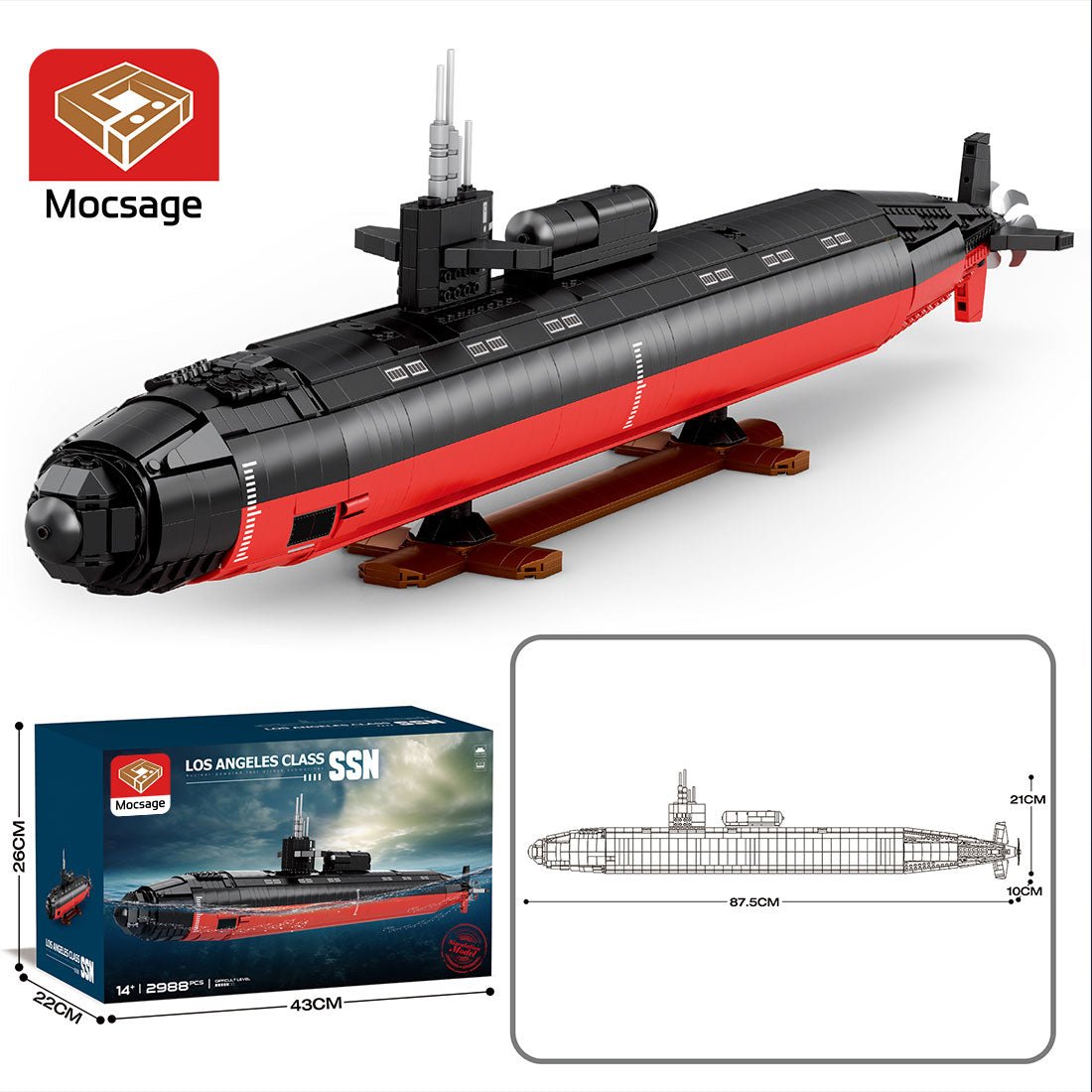 Mocsage 1/125 UCC Militärisches Atom - U - Boot der Los Angeles - Klasse Klemmbausteine - LesDiy - Klemmbausteine