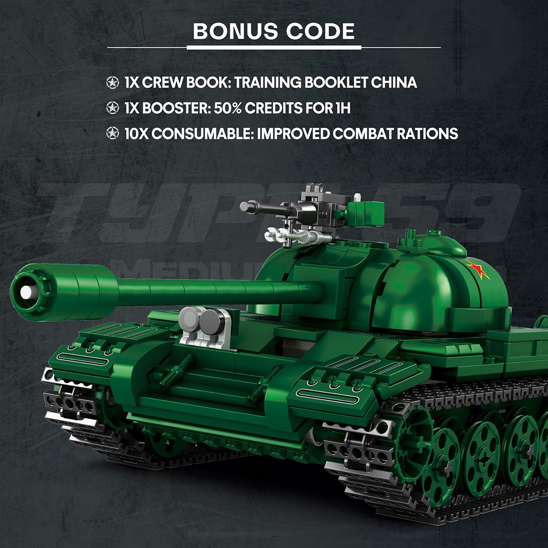 Mocsage 1/30 Scale Type 59 Tank Klemmbausteine - LesDiy - Klemmbausteine