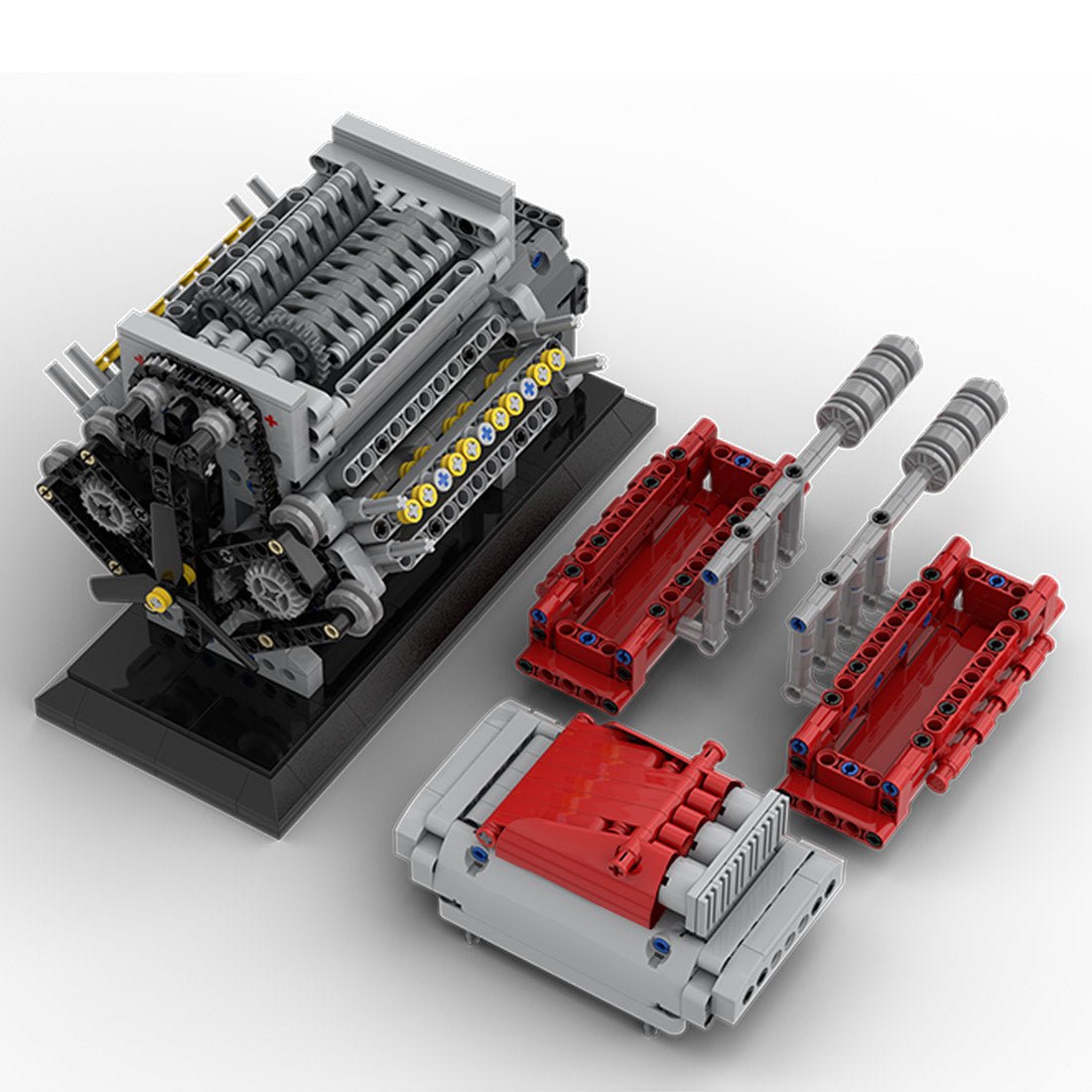 Mocsage MOC - 171732 Crossplane V8 Engine with Supercharger & removable Cover Klemmbausteine - LesDiy - Klemmbausteine