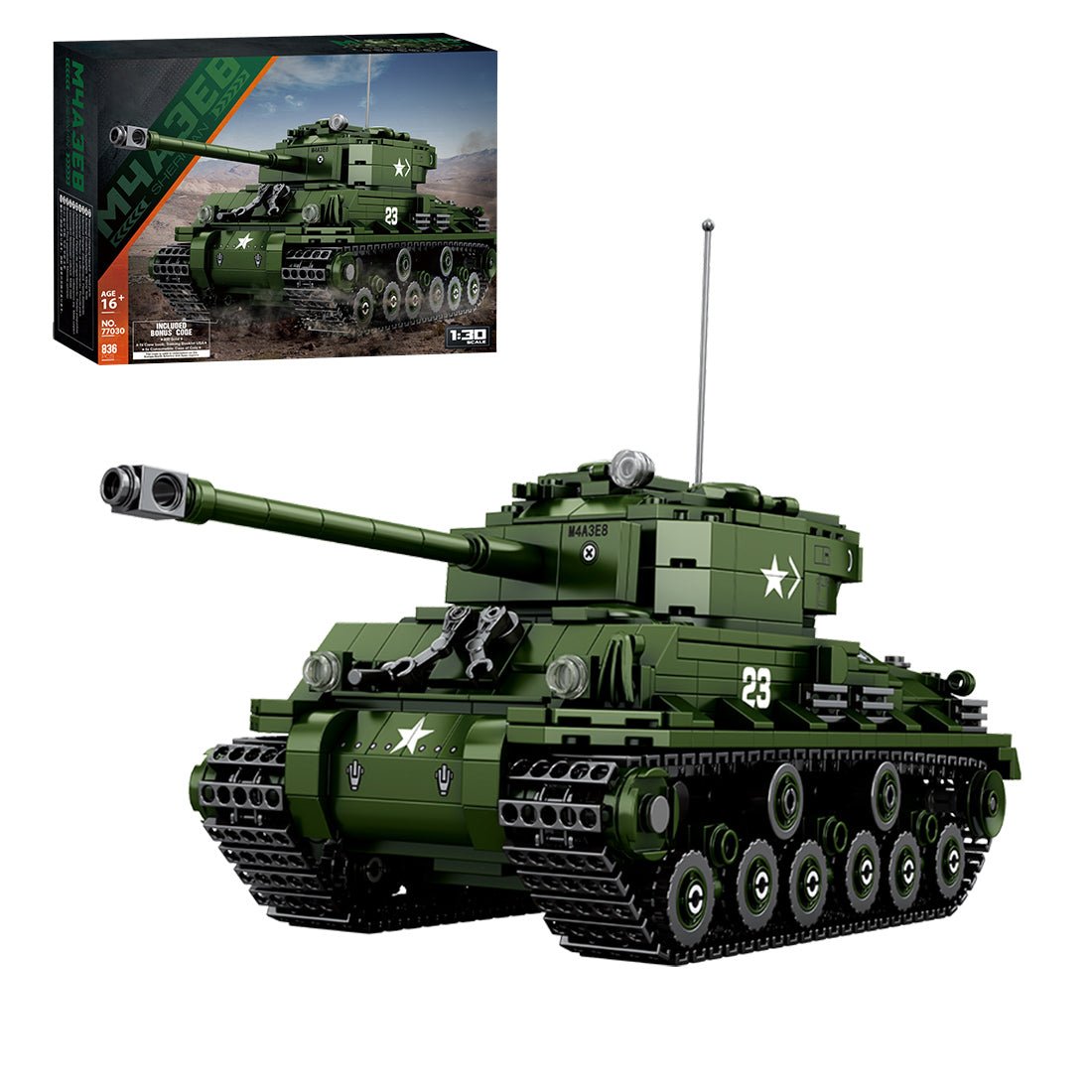 Panzer M4A3E8 im Maßstab 1/30 Klemmbausteine - LesDiy - Klemmbausteine