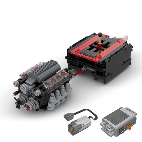 V8 - Motor mit Gearbox Tech Engine Klemmbausteine - LesDiy - Klemmbausteine